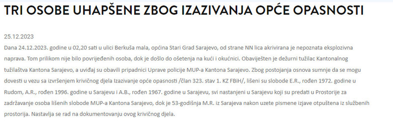 Bosnia-and-Herzegovina-avmp/Tri-osobe-uhapsene-zbog-izazivanja-opce-opasnosti-_-Ministars