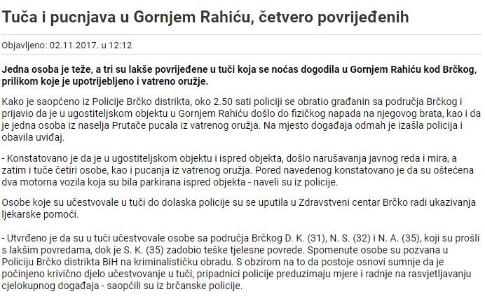 Bosnia-and-Herzegovina-avmp/Tuca-i-pucnjava-u-Gornjem-Rahicu-cetvero-povrijedenih