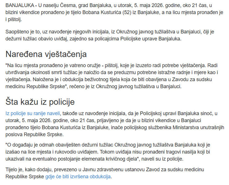 Bosnia-and-Herzegovina-avmp/Tuzilastvo-o-smrti-Bobana-Kusturica-Pronaden-pistolj_1