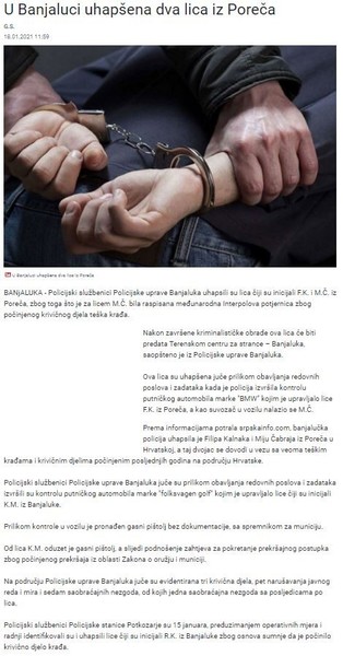 Bosnia-and-Herzegovina-avmp/U-Banjaluci-uhapsena-dva-lica-iz-Poreca