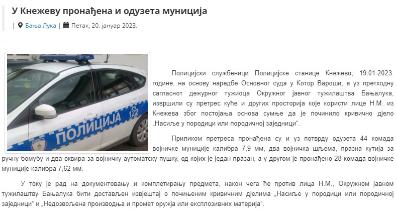 Bosnia-and-Herzegovina-avmp/U-Knezevu-pronadjena-i-oduzeta-municija