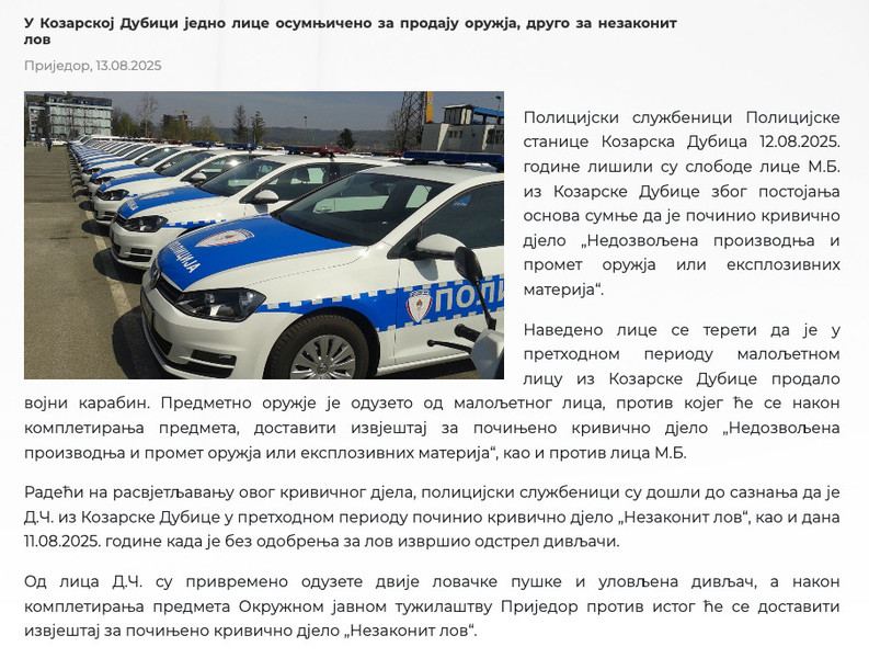 Bosnia-and-Herzegovina-avmp/U-Kozarskoj-Dubici-jedno-lice-osumnjiceno-za-prodaju-oruzja-dr_1