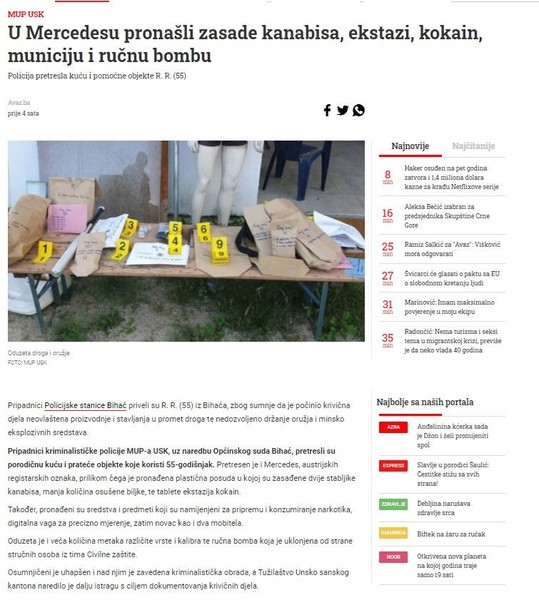 Bosnia-and-Herzegovina-avmp/U-Mercedesu-pronasli-zasade-kanabisa-ekstazi-kokain-municiju-i