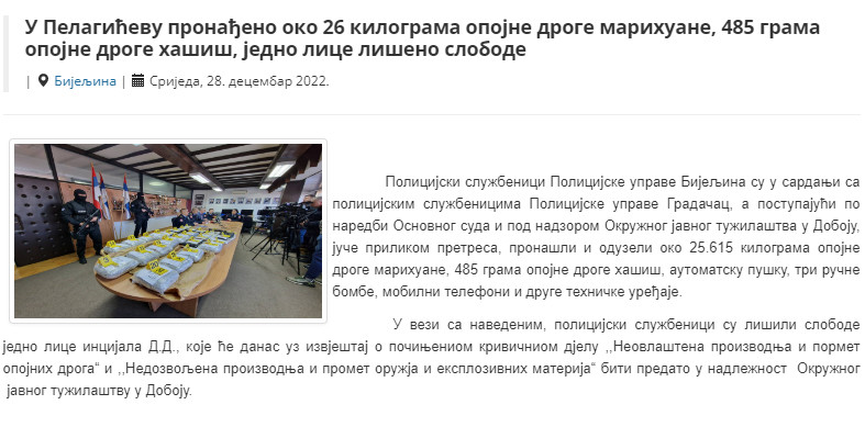 Bosnia-and-Herzegovina-avmp/U-Pelagicevu-pronadjeno-oko-26-kilograma-opojne-droge-marihuan