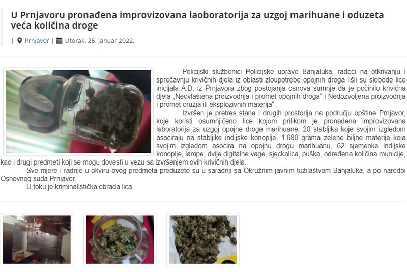 Bosnia-and-Herzegovina-avmp/U-Prnjavoru-pronadena-improvizovana-laoboratorija-za-uzgoj-mar