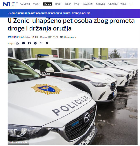 Bosnia-and-Herzegovina-avmp/U-Zenici-uhapseno-pet-osoba-zbog-prometa-droge-i-drzanja-oruzj