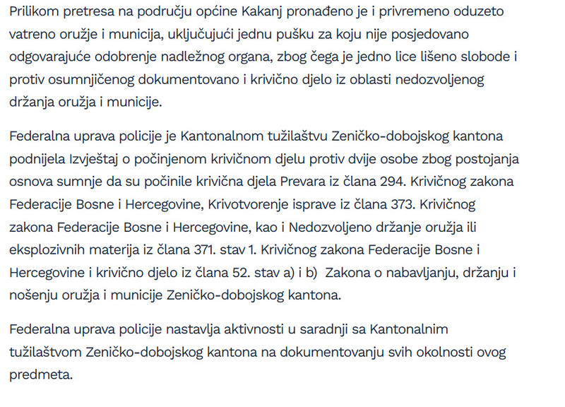 Bosnia-and-Herzegovina-avmp/U-akciji-FUP-a-uhapsene-dvije-osobe-u-pretresima-pronaden-snajper-i-80.000-KM-u-gotovini_1