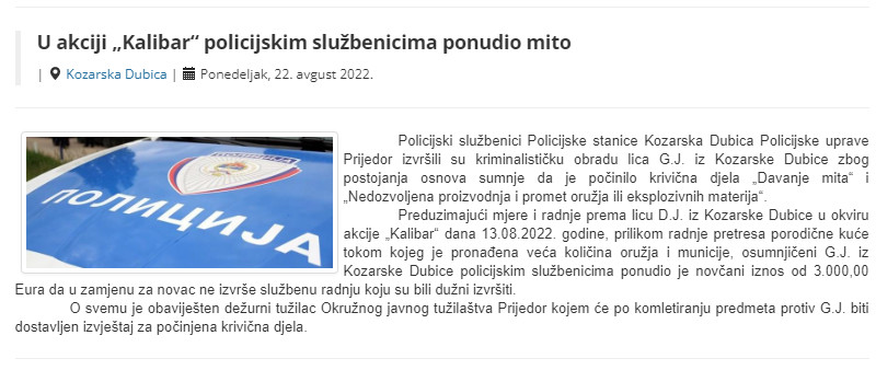 Bosnia-and-Herzegovina-avmp/U-akciji-Kalibar-policijskim-sluzbenicima-ponudio-mito