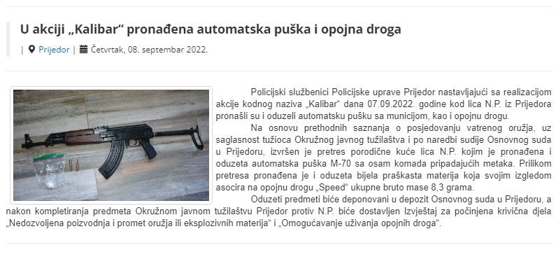 Bosnia-and-Herzegovina-avmp/U-akciji-Kalibar-pronadena-automatska-puska-i-opojna-droga