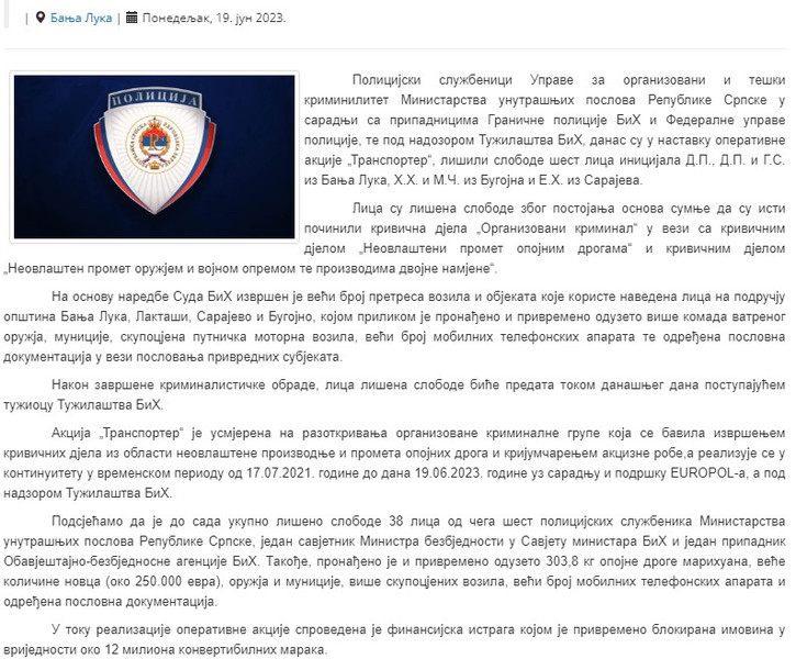 Bosnia-and-Herzegovina-avmp/U-akciji-Transporter-uhapseno-sest-osoba