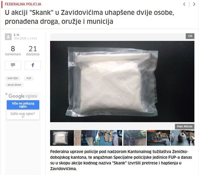 Bosnia-and-Herzegovina-avmp/U-akciji-_Skank_-u-Zavidovicima-uhapsene-dvije-osobe-pronadena