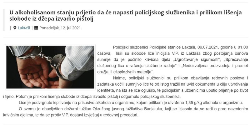 Bosnia-and-Herzegovina-avmp/U-alkoholisanom-stanju-prijetio-da-ce-napasti-policijskog-sluz