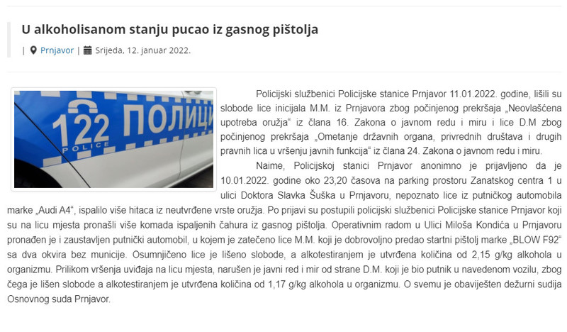 Bosnia-and-Herzegovina-avmp/U-alkoholisanom-stanju-pucao-iz-gasnog-pistolja