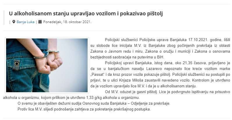 Bosnia-and-Herzegovina-avmp/U-alkoholisanom-stanju-upravljao-vozilom-i-pokazivao-pistolj