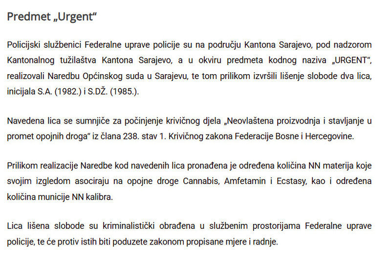 Bosnia-and-Herzegovina-avmp/U-dvije-odvojene-akcije-slobode-lisena-cetiri-lica-pronadena-droga-falsifikovani-dokumenti-oruzje-i-municija