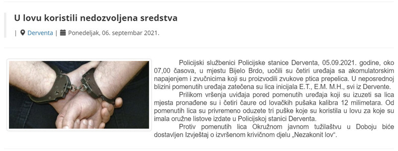 Bosnia-and-Herzegovina-avmp/U-lovu-koristili-nedozvoljena-sredstva