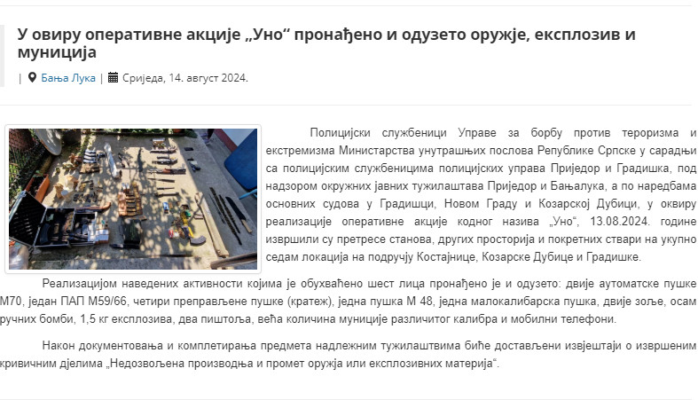 Bosnia-and-Herzegovina-avmp/U-okviru-operativne-akcije-Uno-pronadjeno-i-oduzeto-oruzje