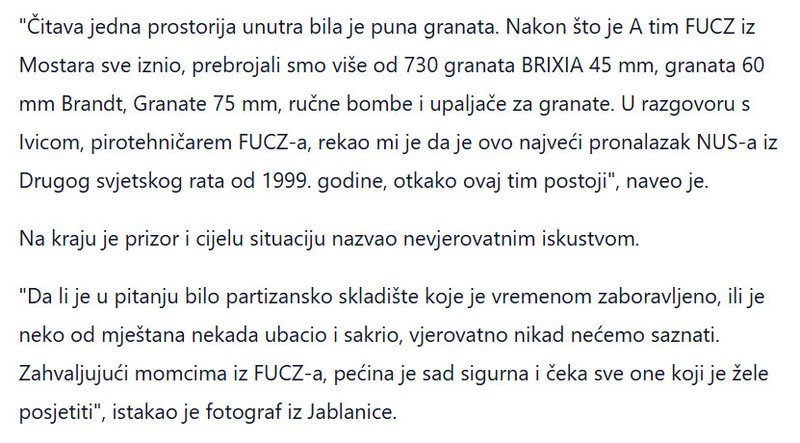 Bosnia-and-Herzegovina-avmp/U-pecini-podno-planine-Velez-pronadeno-vise-od-730-granata-iz-Drugog-svjetskog-rata_2