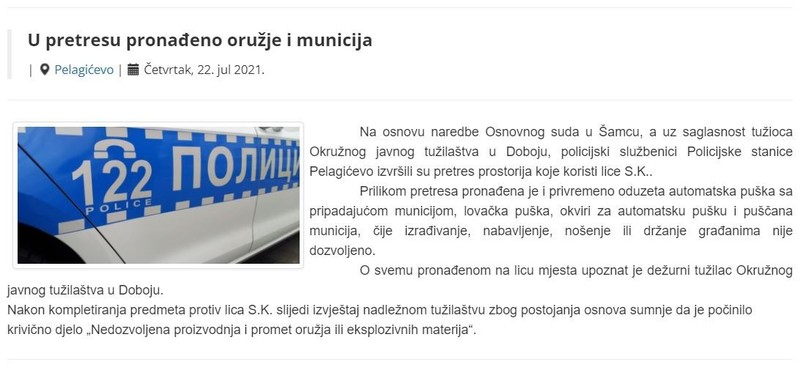 Bosnia-and-Herzegovina-avmp/U-pretresu-pronadeno-oruzje-i-municija