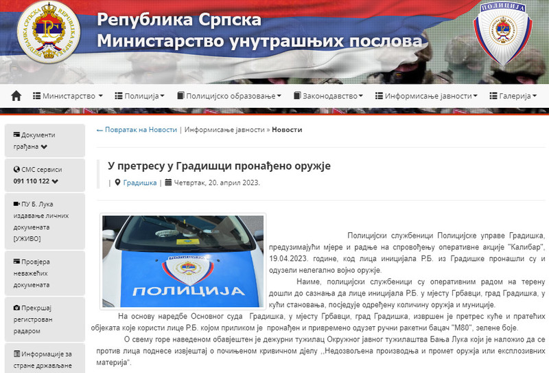 Bosnia-and-Herzegovina-avmp/U-pretresu-pronadjeno-oruzje