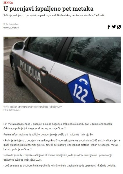 Bosnia-and-Herzegovina-avmp/U-pucnjavi-ispaljeno-pet-metaka