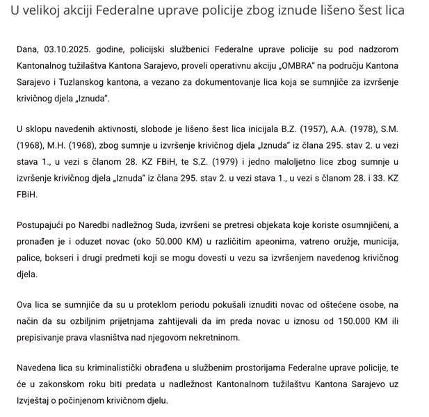 Bosnia-and-Herzegovina-avmp/U-velikoj-akciji-Federalne-uprave-policije-zbog-iznude-liseno-