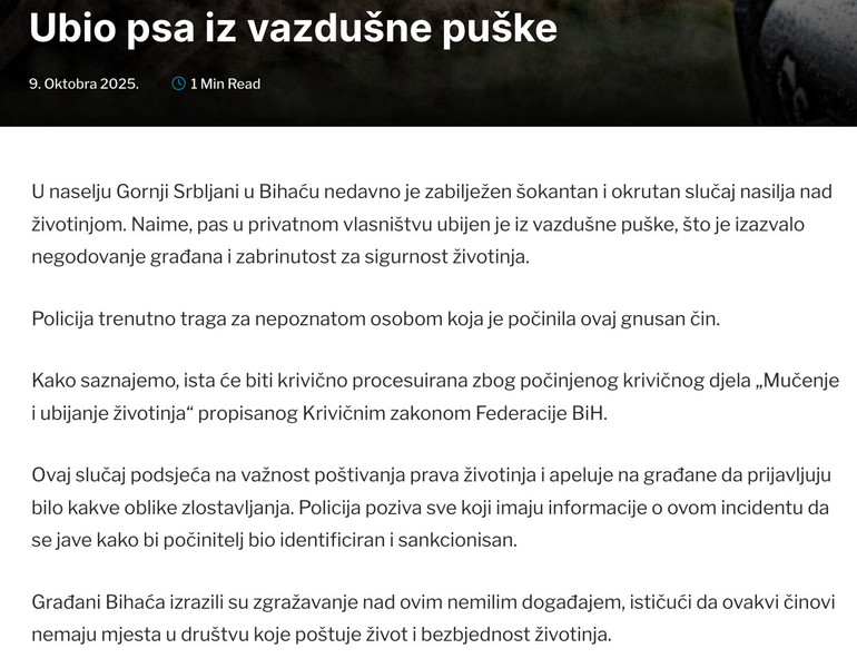 Bosnia-and-Herzegovina-avmp/Ubio-psa-iz-vazdusne-puske--BuzimPress.ba