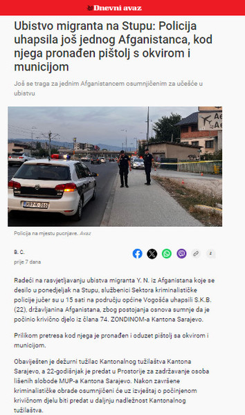 Bosnia-and-Herzegovina-avmp/Ubistvo-migranta-na-Stupu_-Policija-uhapsila-jos-jednog-Afgani
