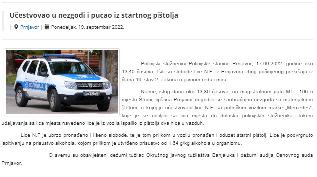Bosnia-and-Herzegovina-avmp/Ucestvovao-u-nezgodi-i-pucao-iz-startnog-pistolja