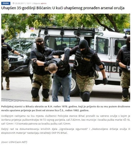 Bosnia-and-Herzegovina-avmp/Uhapsen-35-godisnji-Biscanin_-U-kuci-uhapsenog-pronaden-arsena
