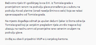 Bosnia-and-Herzegovina-avmp/Uhapsen-44-godisnji-muskarac-koji-je-usmrtio-lovca-iz-Tomislav_1
