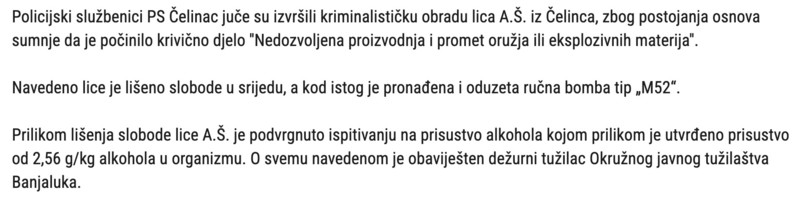 Bosnia-and-Herzegovina-avmp/Uhapsen-Celincanin-sa-bombom