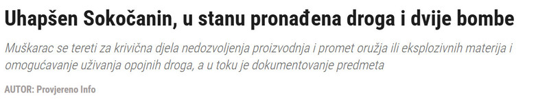 Bosnia-and-Herzegovina-avmp/Uhapsen-Sokocanin-u-stanu-pronadena-droga-i-dvije-bombe