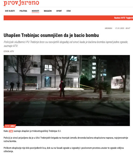 Bosnia-and-Herzegovina-avmp/Uhapsen-Trebinjac-osumnjicen-da-je-bacio-bombu