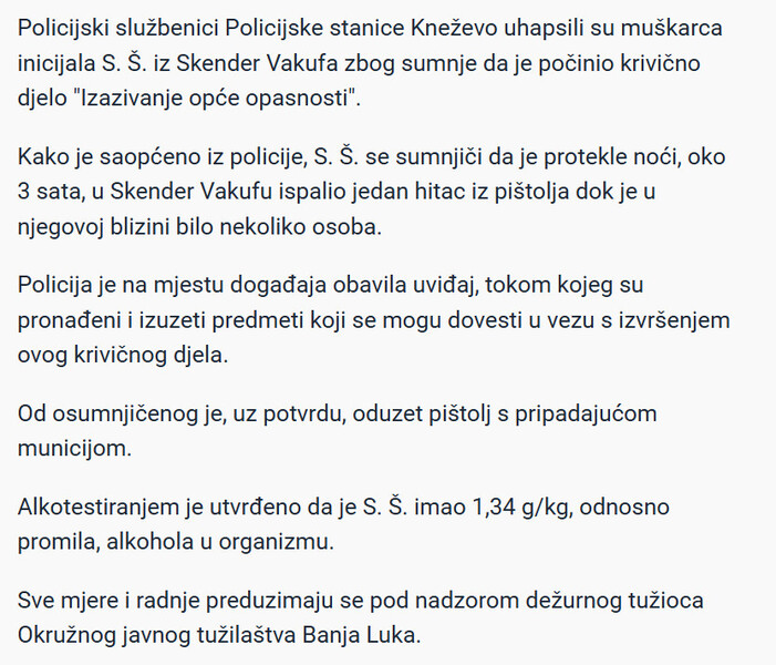 Bosnia-and-Herzegovina-avmp/Uhapsen-muskarac-u-Skender-Vakufu-Pijan-pucao-iz-pistolja