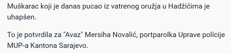 Bosnia-and-Herzegovina-avmp/Uhapsen-napadac-koji-je-pucao-u-Hadzicima-i-ranio-muskarca