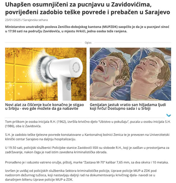Bosnia-and-Herzegovina-avmp/Uhapsen-osumnjiceni-za-pucnjavu-u-Zavidovicima-povrijedeni-zad