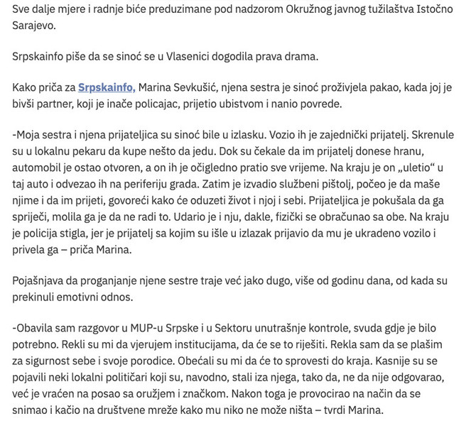 Bosnia-and-Herzegovina-avmp/Uhapsen-policajac-osumnjicen-da-je-prijetio-bivsoj-djevojci-da_2