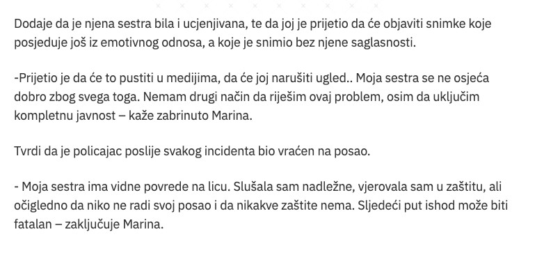 Bosnia-and-Herzegovina-avmp/Uhapsen-policajac-osumnjicen-da-je-prijetio-bivsoj-djevojci-da_3