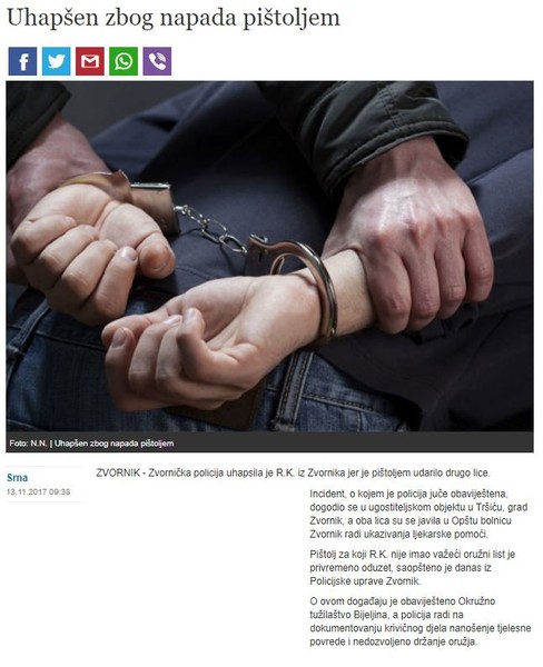 Bosnia-and-Herzegovina-avmp/Uhapsen-zbog-napada-pistoljem