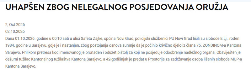 Bosnia-and-Herzegovina-avmp/Uhapsen-zbog-nelegalnog-posjedovanja-oruzja_1