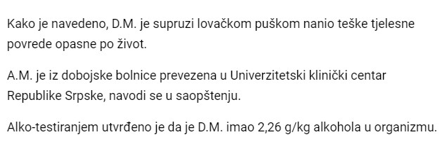 Bosnia-and-Herzegovina-avmp/Uhapsen-zbog-pokusaja-ubistva-suprugu-tesko-povrijedio-lovacko_1
