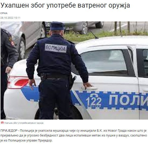 Bosnia-and-Herzegovina-avmp/Uhapsen-zbog-upotrebe-vatrenog-oruzja