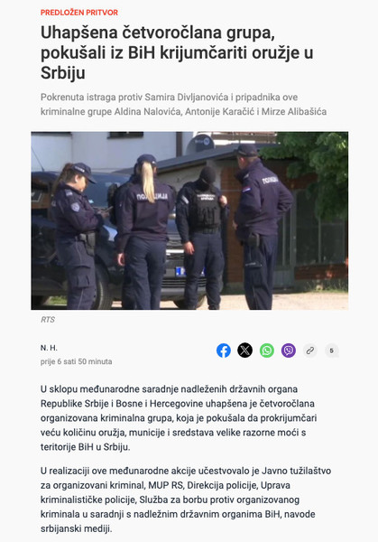 Bosnia-and-Herzegovina-avmp/Uhapsena-cetvoroclana-grupa-pokusali-iz-BiH-krijumcariti-oruzj