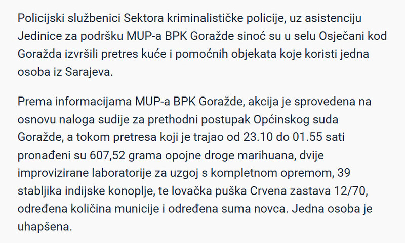Bosnia-and-Herzegovina-avmp/Uhapsena-jedna-osoba-Pripadnici-MUP-a-BPK-Gorazde-otkrili-dvije-laboratorije-za-proizvodnju-droge_1