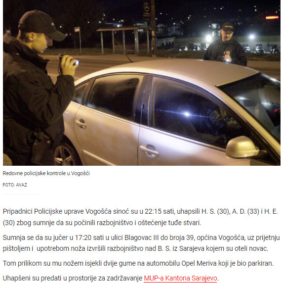 Bosnia-and-Herzegovina-avmp/Uhvaceni-pljackasi-iz-Vogosce-muskarcu-oteli-novac-i-isjekli-g