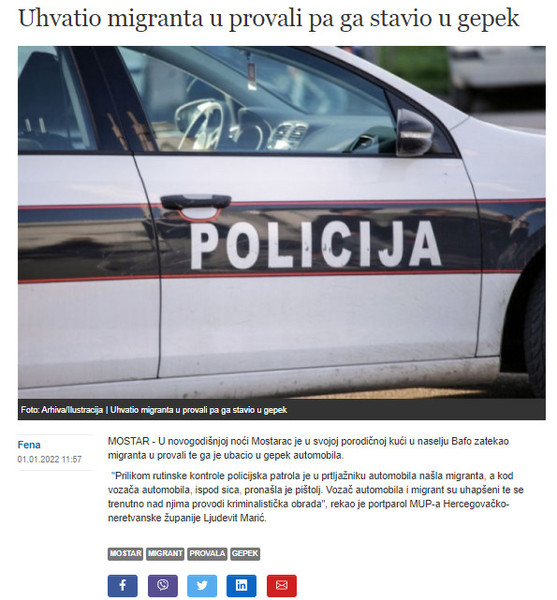 Bosnia-and-Herzegovina-avmp/Uhvatio-migranta-u-provali-pa-ga-stavio-u-gepek