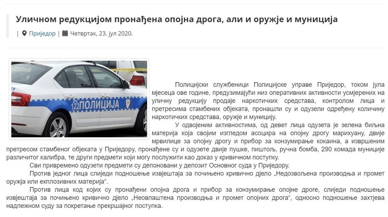 Bosnia-and-Herzegovina-avmp/Ulicnom-redukcijom-pronadjena-opojna-droga-ali-i-oruzje-i-muni