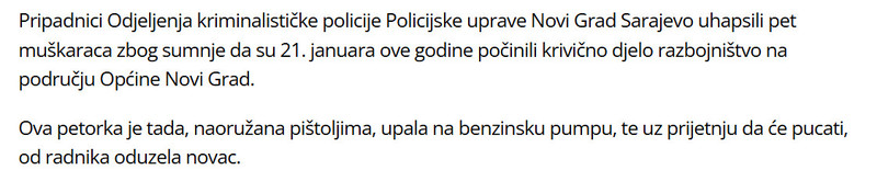 Bosnia-and-Herzegovina-avmp/Upali-s-pistoljima-i-opljackali-benzinsku-pumpu-Od-pet-uhapsenih-dvojica-maloljetna