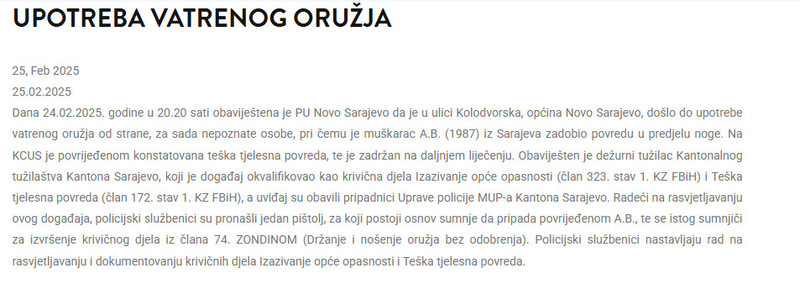 Bosnia-and-Herzegovina-avmp/Upotreba-oruzja